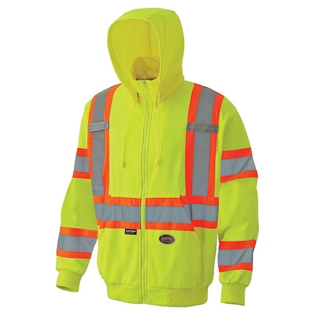 Pioneer Fleece Safety Hoodie, Class 3, Type P and R, Micro Fleece, High Visibility Yellow/Green, 2XL V1060560U-2XL